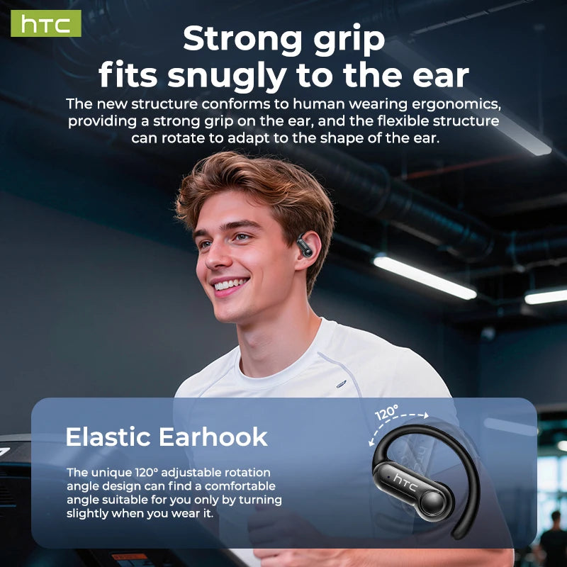 HTC NE80 Bluetooth Earphones  LED Display Smart Touch Control Open-back Earbuds Long Battery Life Sports Wireless Headphones
