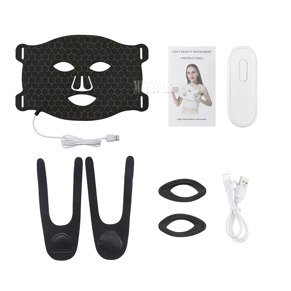 7Colors LED Face Mask with 110pcs Lamp Beads Photon Red Light Therapy Beauty Flexible Facial Masks Skin Care Tool