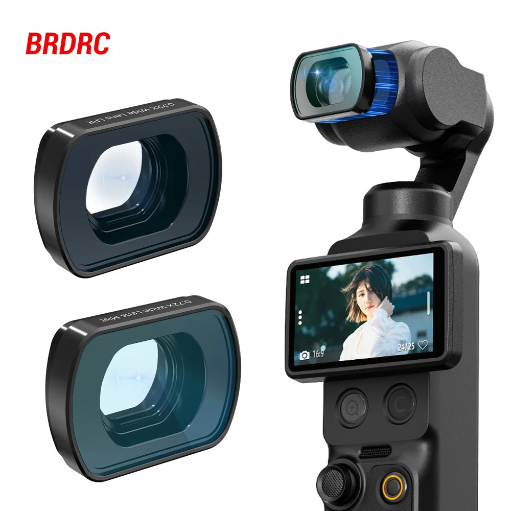 BRDRC Pocket 4 Wide-angle Lens Filters for DJI Osmo Pocket 4 Beauty Filter 0.72X Wide-Angle Mist HD Lens Photography Accessories