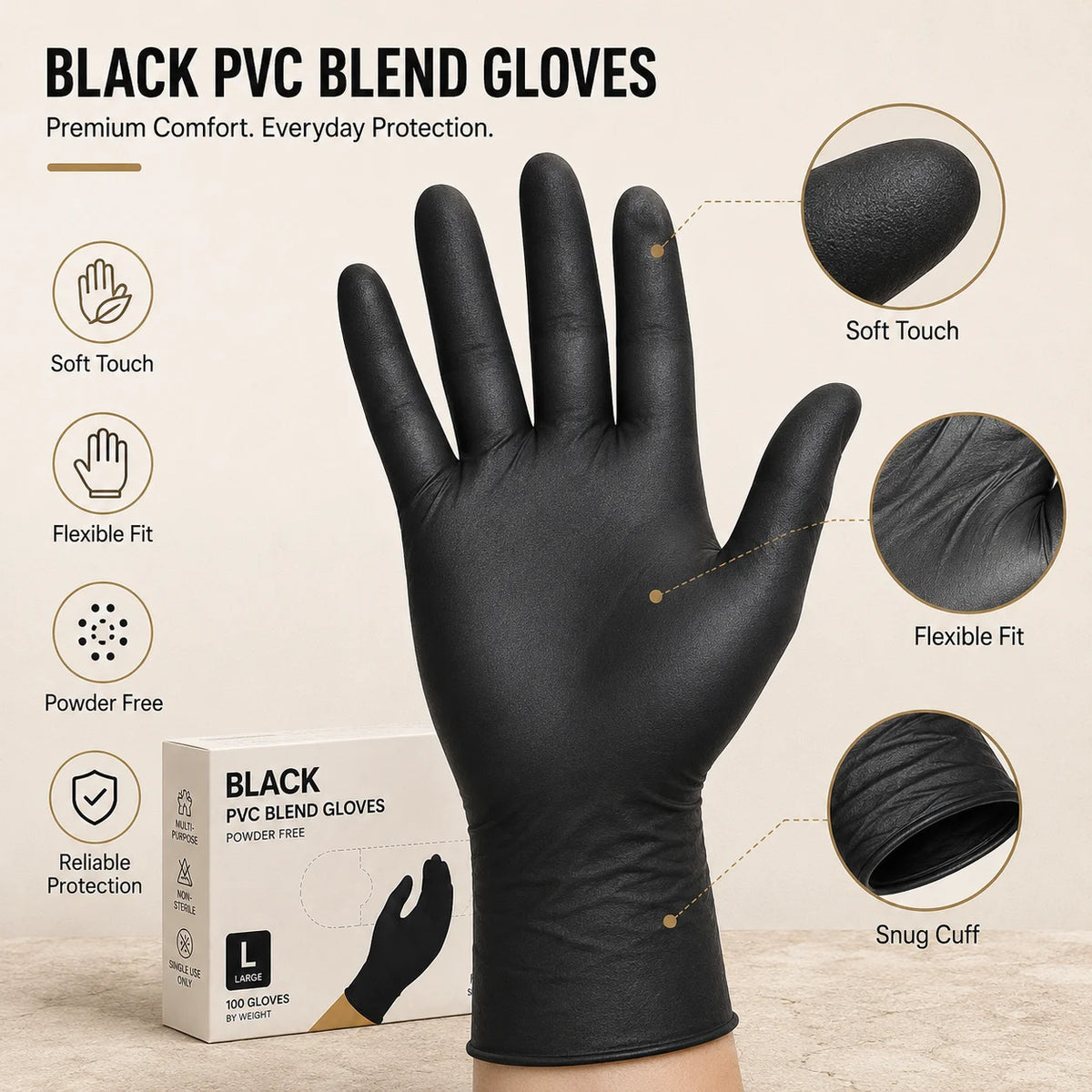 Textured Surface Disposable Black Nitrile Gloves 10/50/100PCS Latex Free for Mechanic Tattoo Beauty Hair Dye Household Cleaning