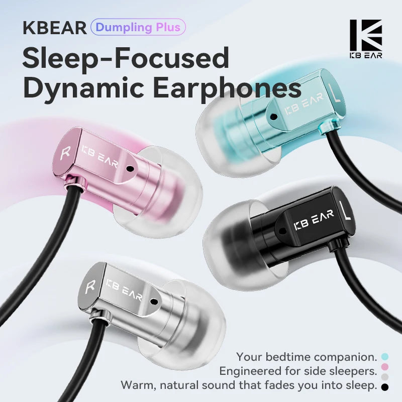 KBEAR Dumpling Plus Sleep-Focused Upgraded Headphones Sound Insulation Earbuds Noise Reduction IEM Earphones For Side-sleepers