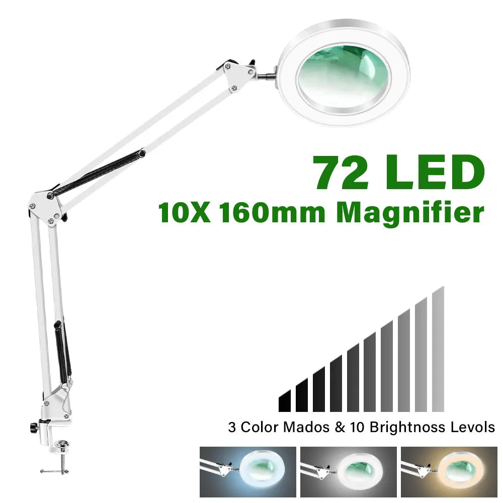 2025 New 8X/10X Illuminated Magnifier USB 3 Colors LED Magnifying Glass for Soldering Iron Repair/Table Lamp/Skincare Beauty