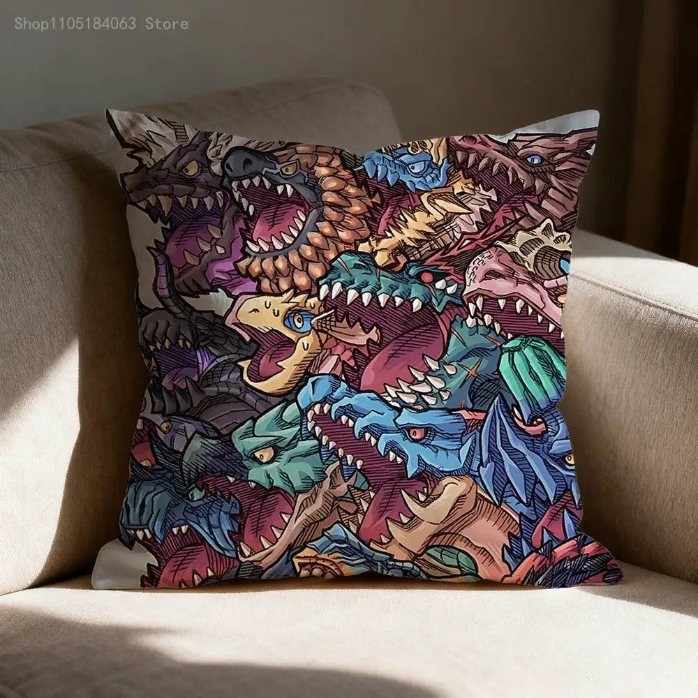 Rathalos Nargacuga M-Monster H-Hunter Pillow Case For Sofa Decor Car Office Room Printing Cushion Cover Decoration and Protector