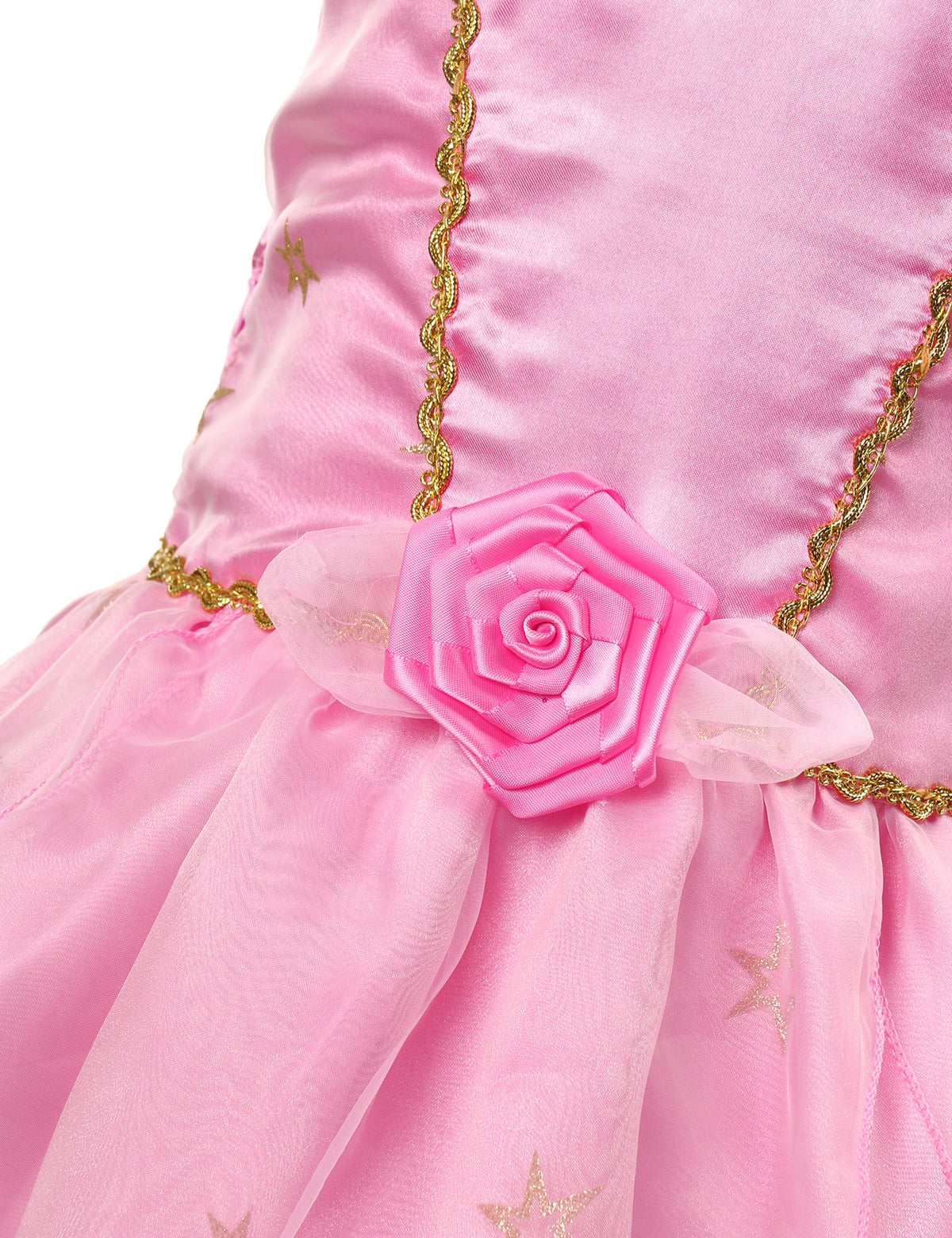 2PCS LED Light Up Sleeping Beauty Pink Princess Dress for Kids Girl Off Shoulder Aurora Costume Fancy Carnival Party Outfits