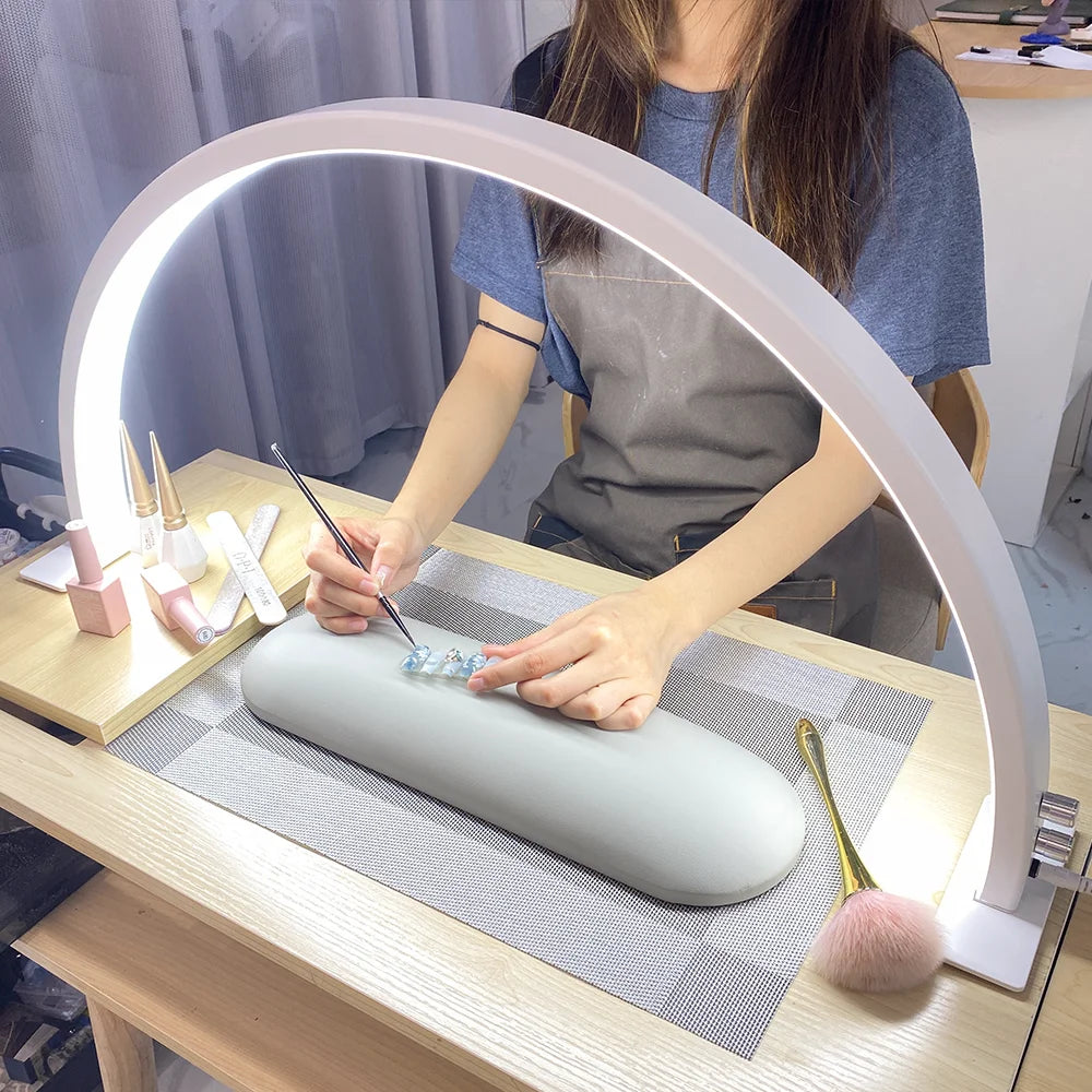 New Half Moon Lamp 50W Nail with Rotary Switch 29in Desk Nail Lamp Beauty Salon Eyelash Manicure Dimmable LED Half Moon Light