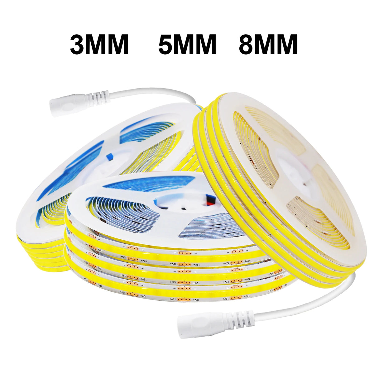 5V 12V COB LED Strip Light Ultra Thin 3MM 5MM 8MM Flexible Tape 320Leds/m RA90 Dimmable Linear Lighting Warm Natural Cool White