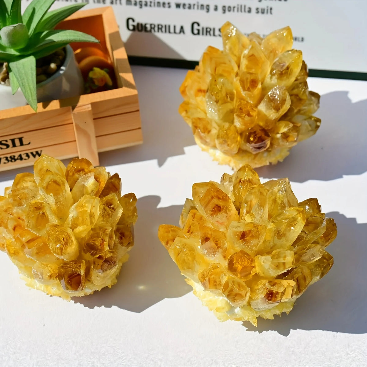 One citrine cluster - Bohemian style, golden to amber color, unique home décor & Christmas, Thanksgiving, Easter, Halloween