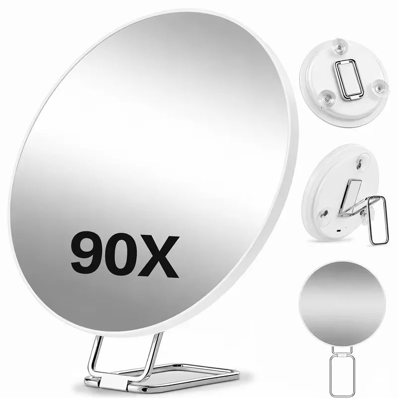 90x Magnifying Mirror Handheld with Stand Single Model Or with Tweezers And Beauty Scissors Set Suction Cup for Close-Up Viewing