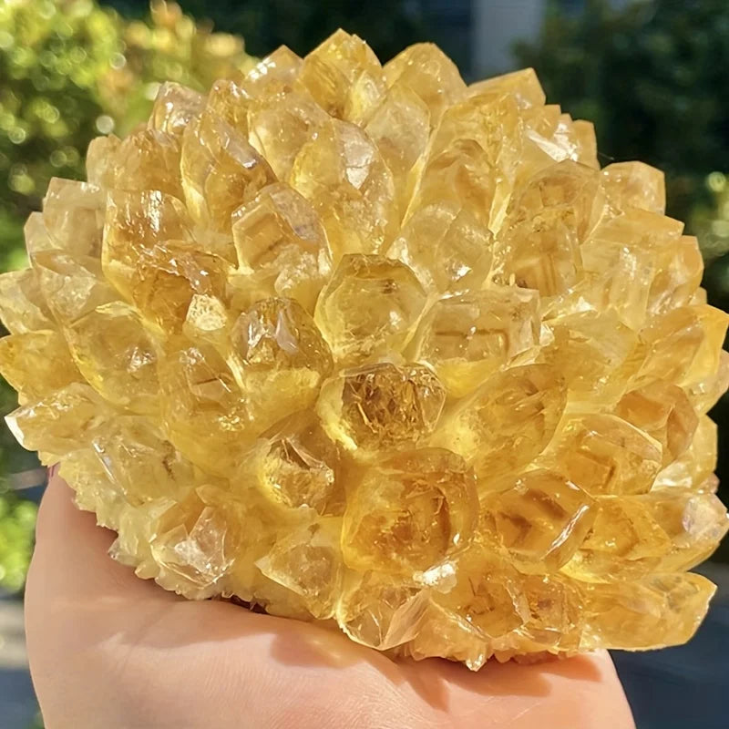 One citrine cluster - Bohemian style, golden to amber color, unique home décor & Christmas, Thanksgiving, Easter, Halloween
