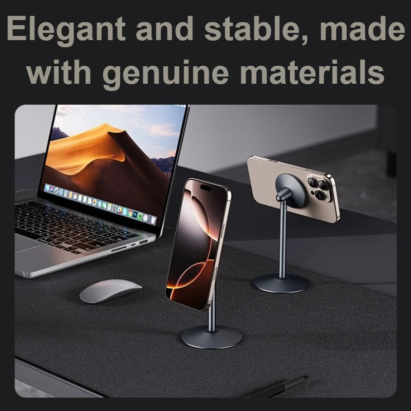 Aluminum Alloy Magnetic Phone Holder 360° Rotating Desktop Stand for IPhone 17 Pro Max/16 Office/Business Use Phone Accessories