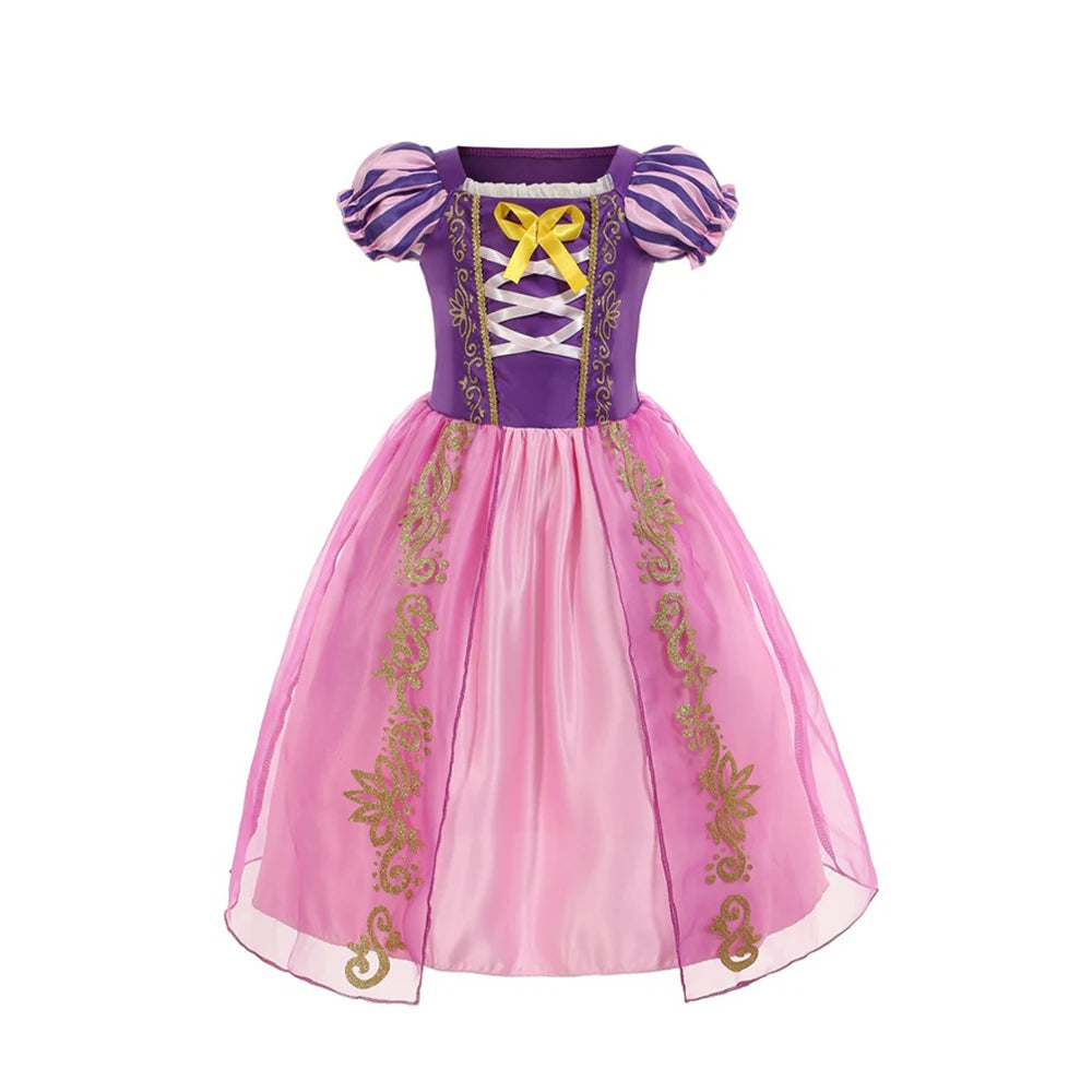 2PCS LED Light Up Sleeping Beauty Pink Princess Dress for Kids Girl Off Shoulder Aurora Costume Fancy Carnival Party Outfits