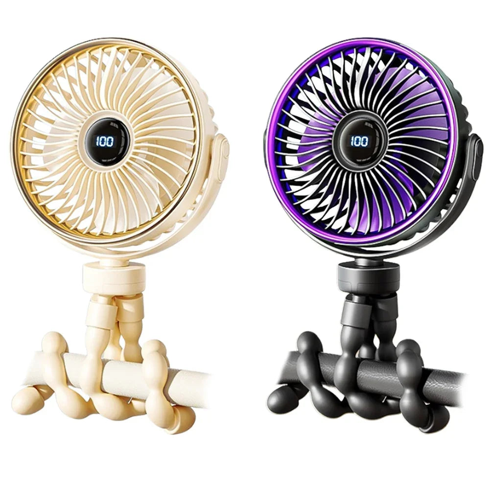 Mini Octopus Fan with Flexible Tripod Portable Handheld Rechargebale Baby Car Seat Adjustable Degree for Office Room Car