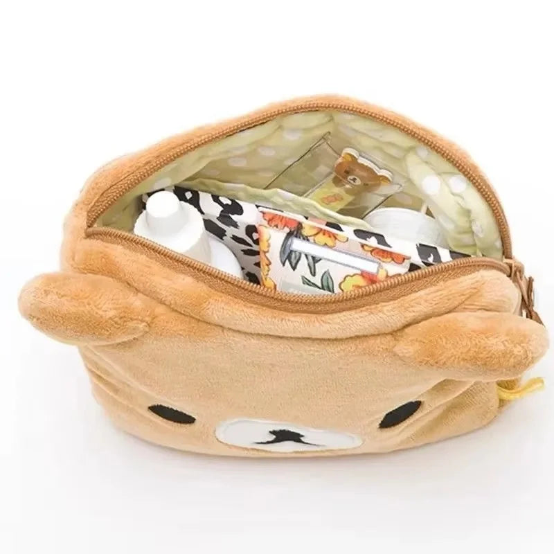 New Rilakkuma Cute Makeup Organizer Storage Bag Cartoon Bear Plush Multi Case Kawaii Cosmetic Bags Vanity Beauty Case