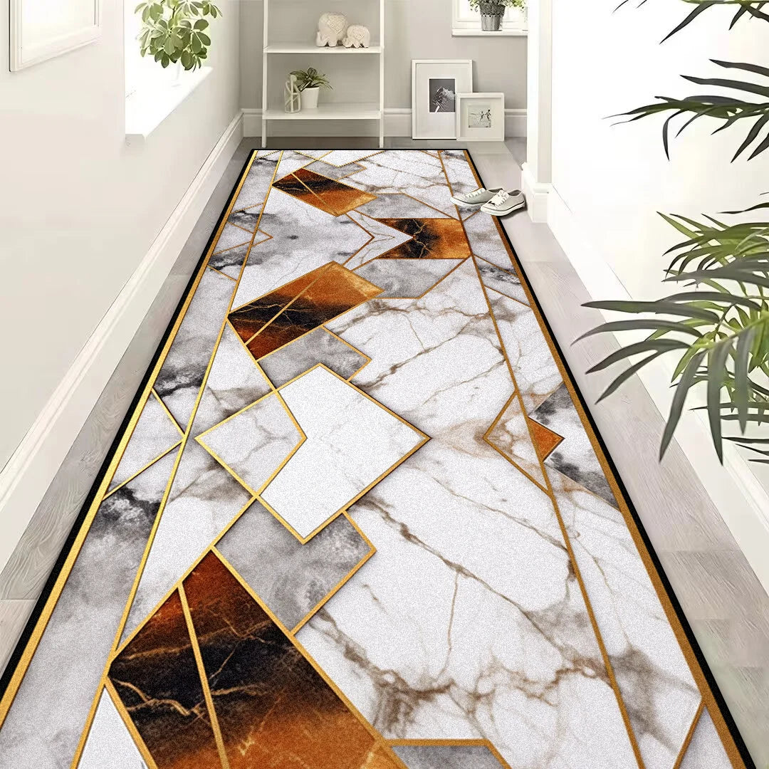 European Luxury  Black Gold  Corridor Carpets Hotel Lobby Stair Non-slip Aisle Rugs Office Room Entrance Passageway Floor Mats