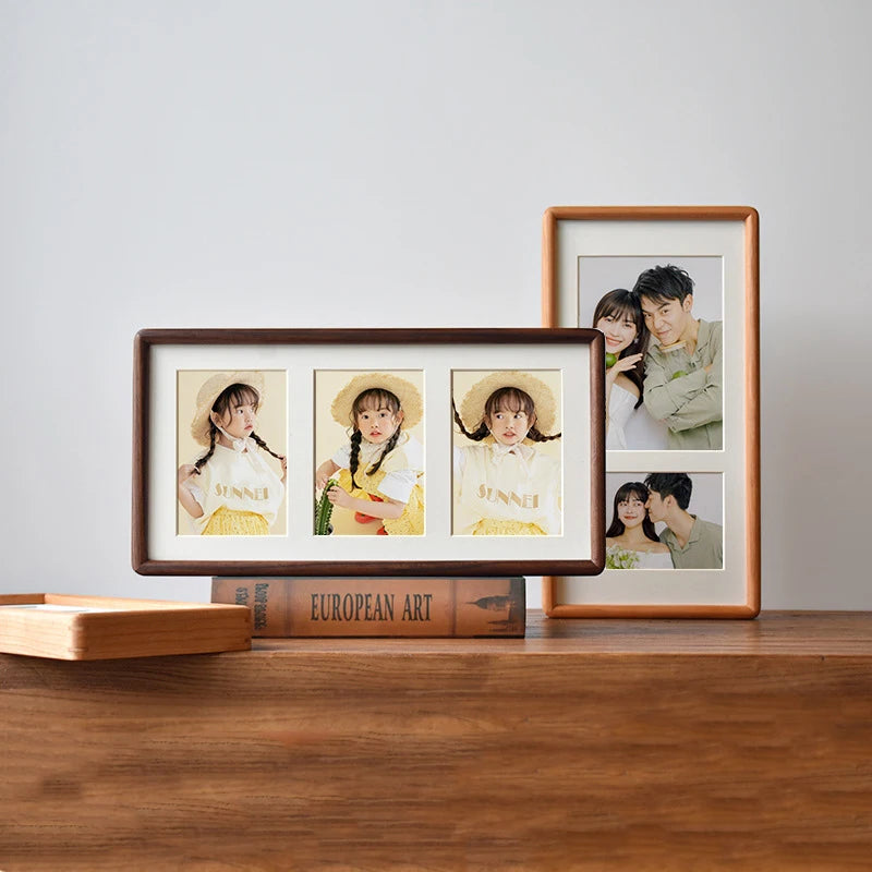 Premium Solid Wood Triple Photo Frame Round Corner Hanging Display Frame for Couples, Children, Picture Frame for Home Décor