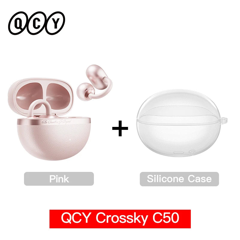 QCY Open Ear Wireless Earbuds Crossky C50 Bluetooth 6.0 Headphones 4 Mic 35H Playtime Ear Cuff Earphones for Fitness IPX5