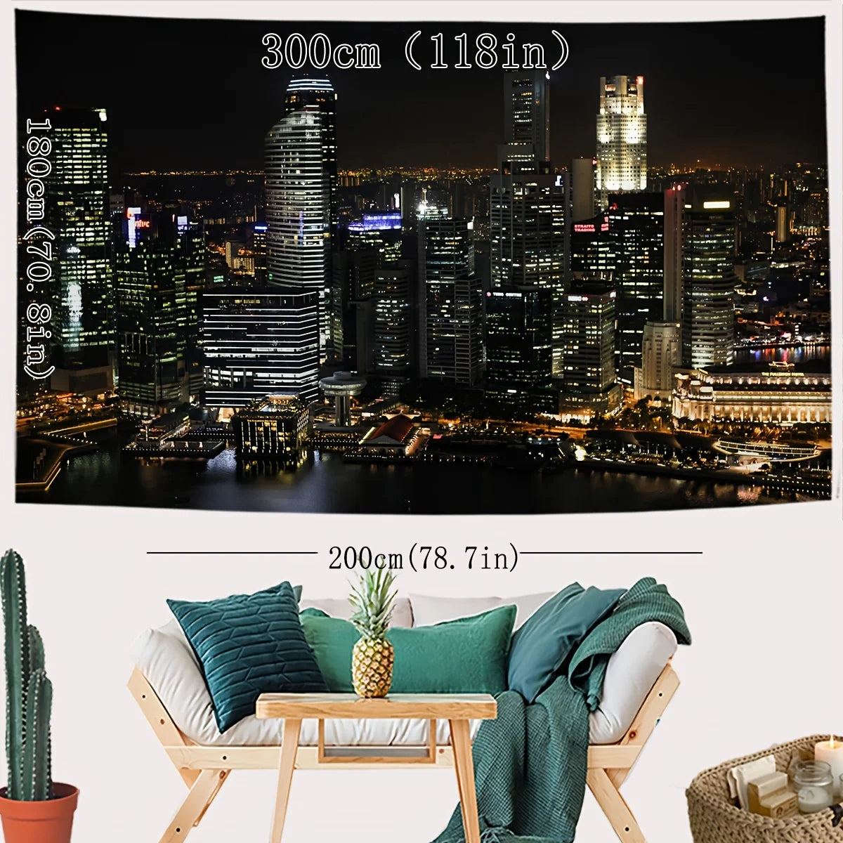 City Nightscape Tapestry - Perfect for Home Décor, Adding a Touch of Urban Glamour and Modern Elegance to Your Living Space