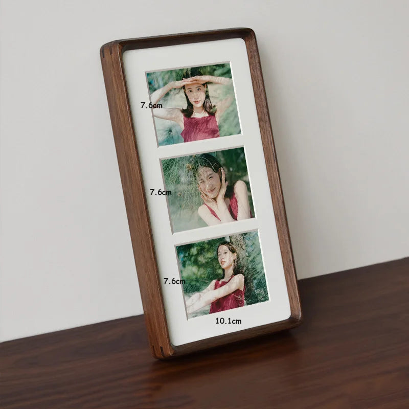 Premium Solid Wood Triple Photo Frame Round Corner Hanging Display Frame for Couples, Children, Picture Frame for Home Décor