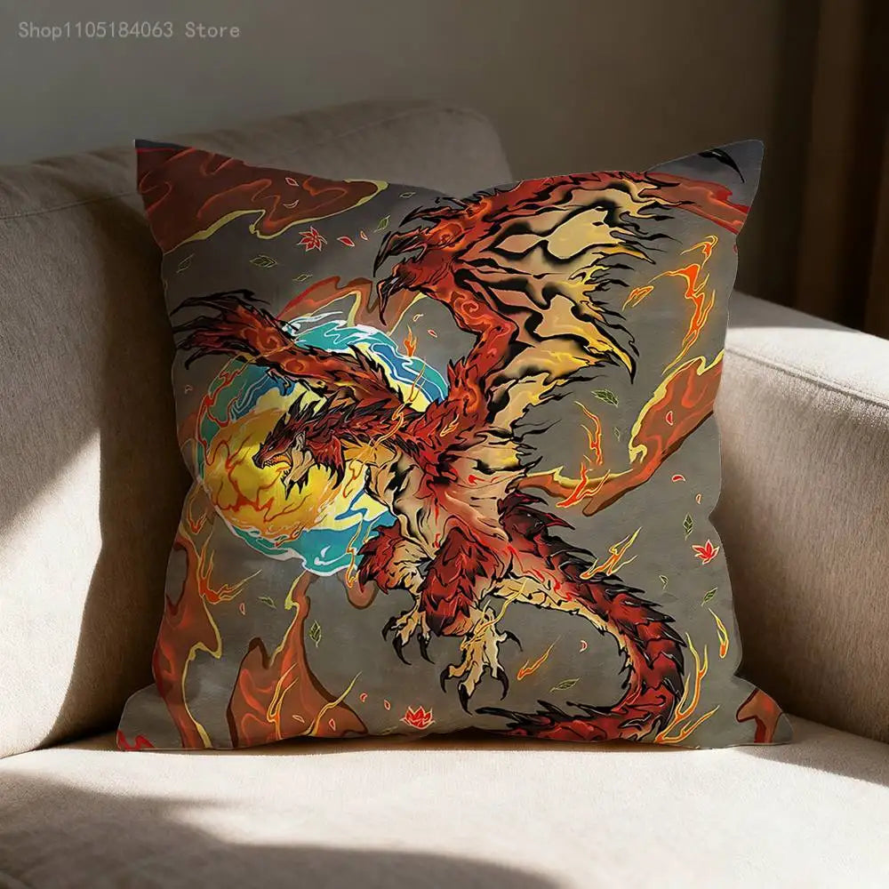 Rathalos Nargacuga M-Monster H-Hunter Pillow Case For Sofa Decor Car Office Room Printing Cushion Cover Decoration and Protector