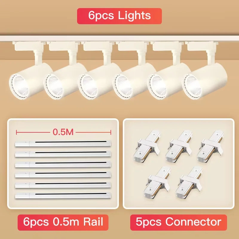Full Set Track Light Led Spot110-265V COB Rail Lighting Fixture for Clothing Store Spotlight Home Ceiling Lights Led Track Lamp