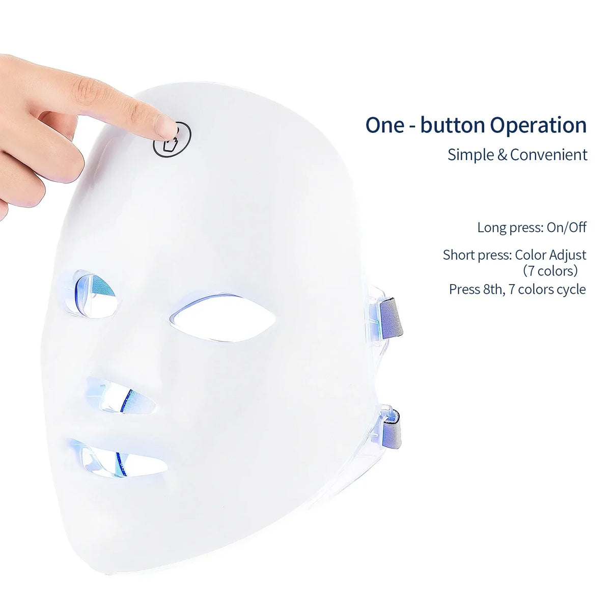 Foreverlily 7 Colors Light LED Facial Skin Care Mask Neck Skin Rejuvenation Treatment Beauty Anti Acne Therapy Whitening