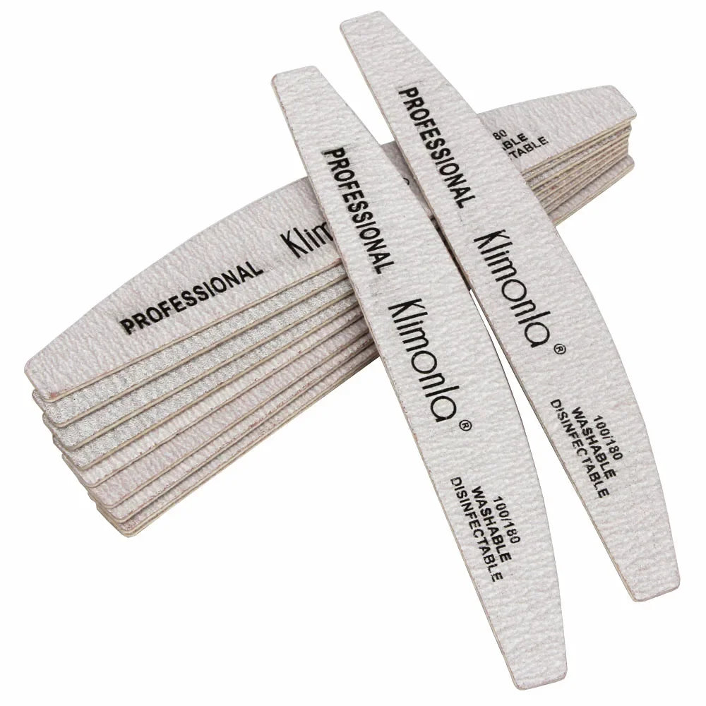10/25/50/100Pcs/Lot Wooden Nail Files Klimonla 100/180 Grit Grey Boat Thick Sandpaper Sanding Buffer Files Beauty Tools DIY Salo