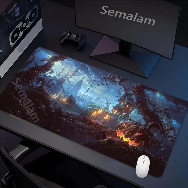 Fantasy Dark Forest Playmat Gaming Mouse Pad Non-slip Rubber Base 35x60 MTG Desk Mat Washable Pads for Game & Office Room Decor