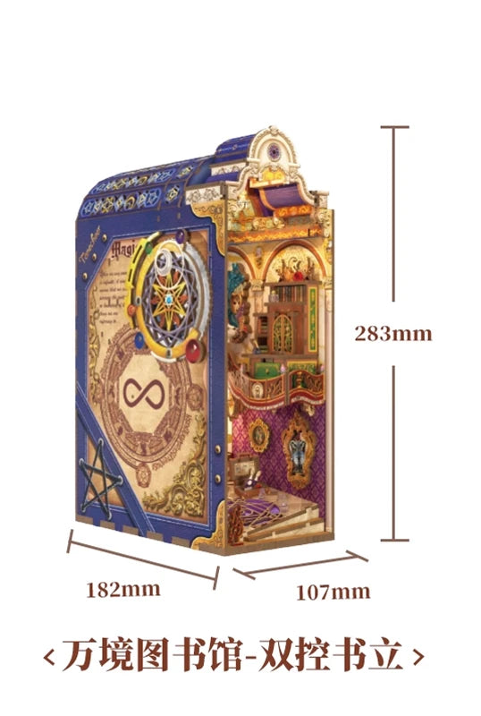 Tonecheer Beauty and The Beast Book Nook DIY Bookend Wooden Puzzle Diorama Model Kit 3D Wooden Dollhouse Decoration Birthday Toy