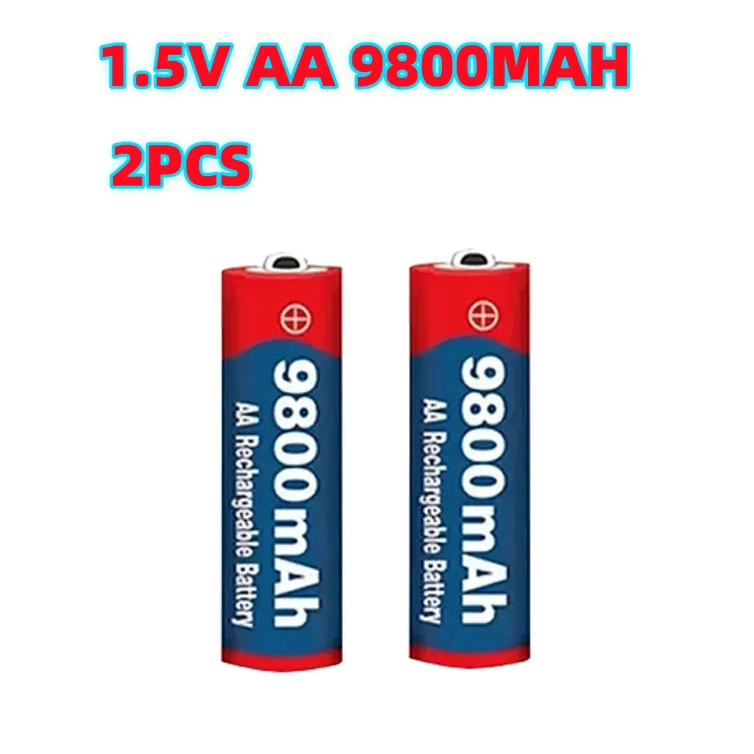 Premium 1.5V AA Alkaline Rechargeable Battery 9800mAh for Camera, Microphone, LED Light, Toy and Small Electronics