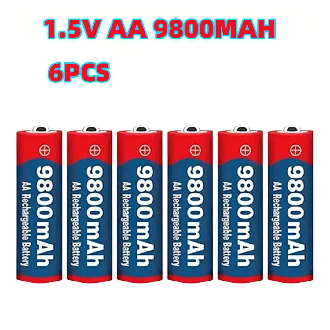 Premium 1.5V AA Alkaline Rechargeable Battery 9800mAh for Camera, Microphone, LED Light, Toy and Small Electronics