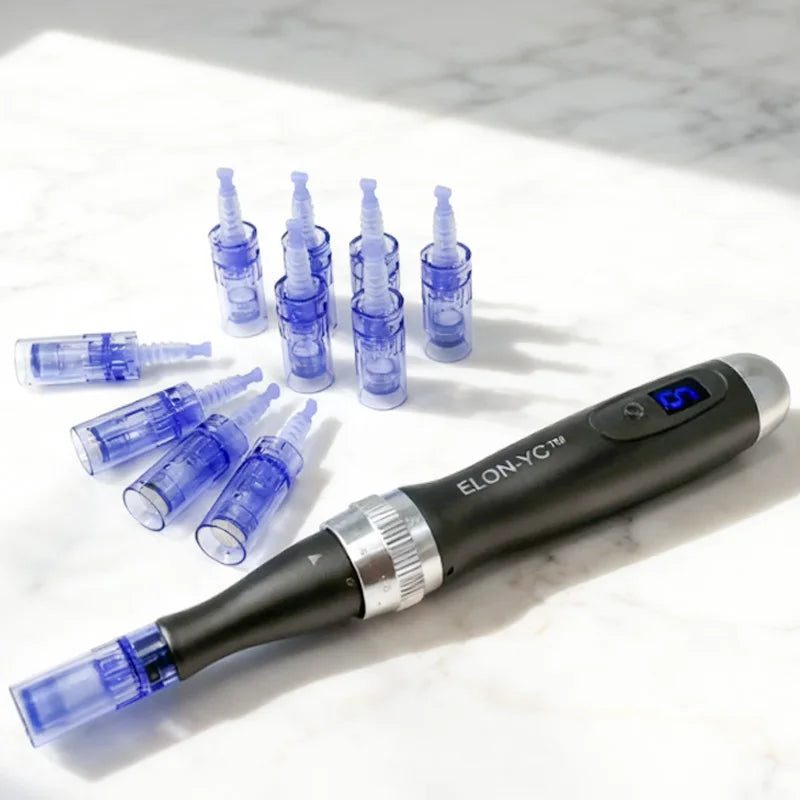 Wireless Dermapen ELON-YC Ultima-X6 Professional Beauty Pen Skin Care Tool Kit With 10PCS 0.25mm Cartridges,Microneedle Pen