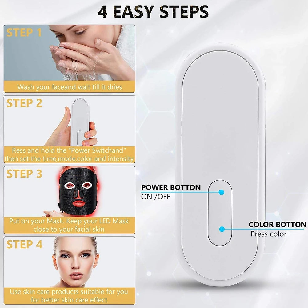 7Colors LED Face Mask with 110pcs Lamp Beads Photon Red Light Therapy Beauty Flexible Facial Masks Skin Care Tool