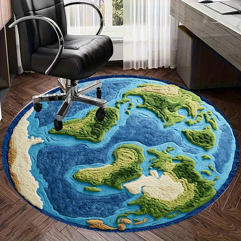 VIKAMA Earth Design Round Rug Soft, Cosy And Sound-Absorbing Bedside Rug For Bedrooms Study And Office Carpet Home Décor
