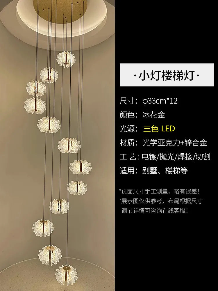 French Light Luxury Living Room Chandelier Duplex Staircase Bedroom Dining Room Creative Flower Beauty Salon Lighting Fixtures