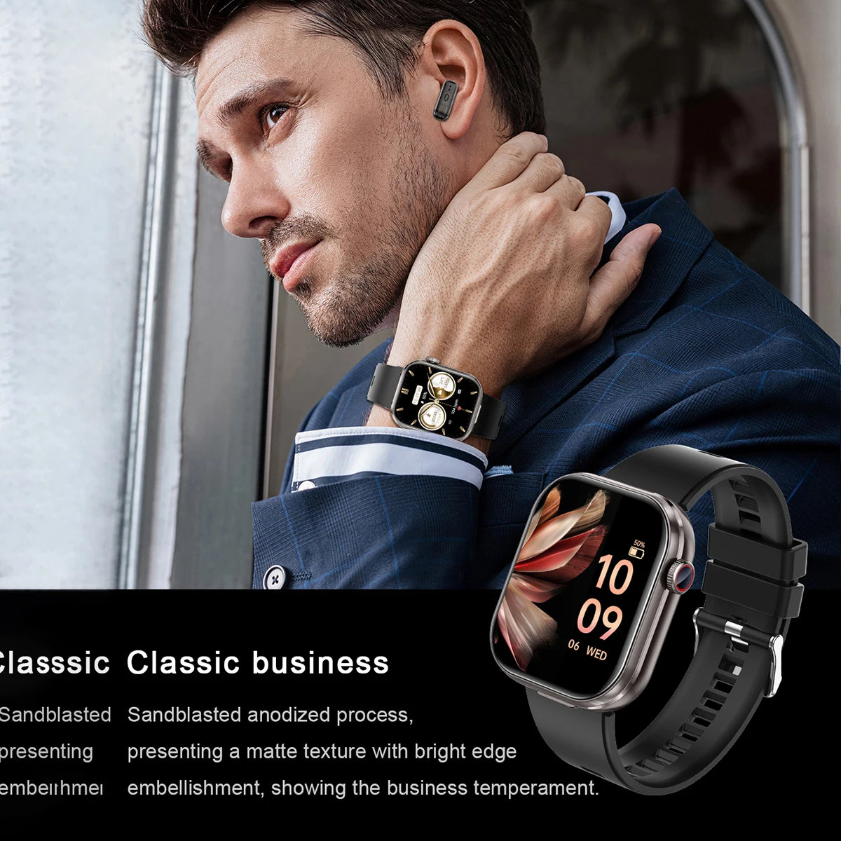 Rainbuvvy T99 TWS Smart Watch with Built-in Earbuds 2.02-inch HD IPS Display 3-in-1 Wireless Bluetooth Call Capable Smartwatch