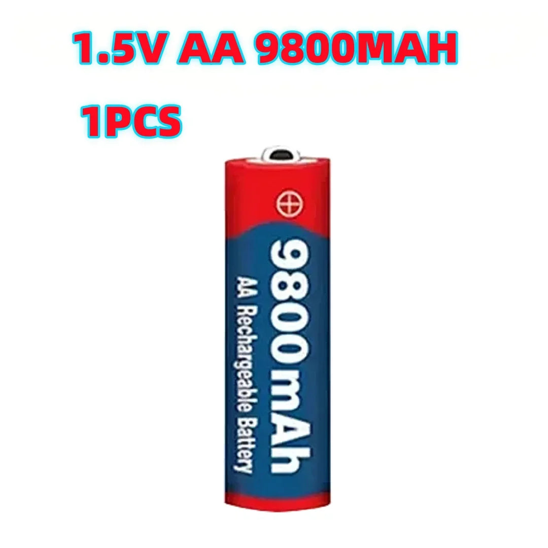 Premium 1.5V AA Alkaline Rechargeable Battery 9800mAh for Camera, Microphone, LED Light, Toy and Small Electronics