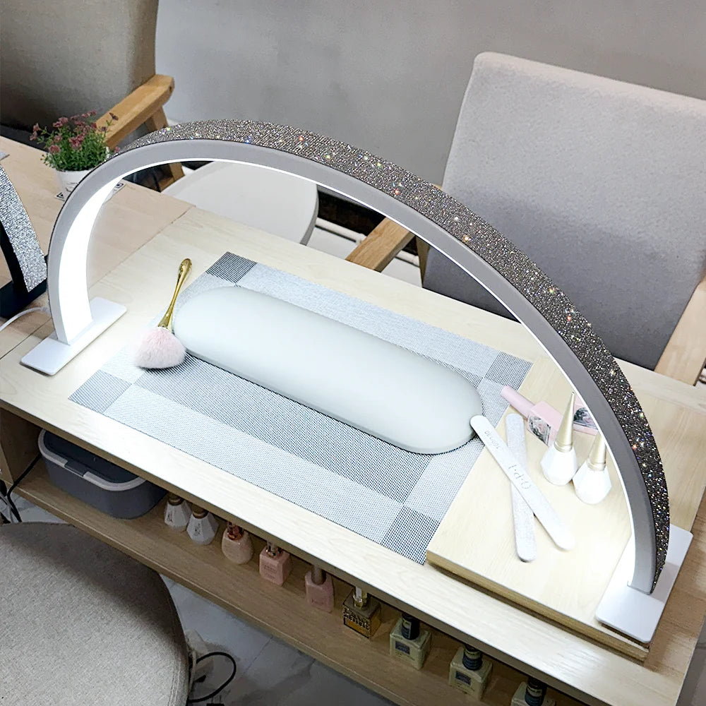 New 48W Half Moon Lamp for Nail Desk Touch Switch Dimmable 3 Color Temperature Manicure Beauty Salon Makeup LED Half Moon Light