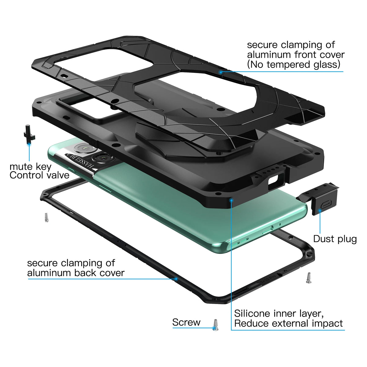 Case For Oneplus 11 10 9 8 7 7T Pro Heavy Duty Protection Doom Armor Metal Aluminum Shockproof Protector Cover Phone Accessories