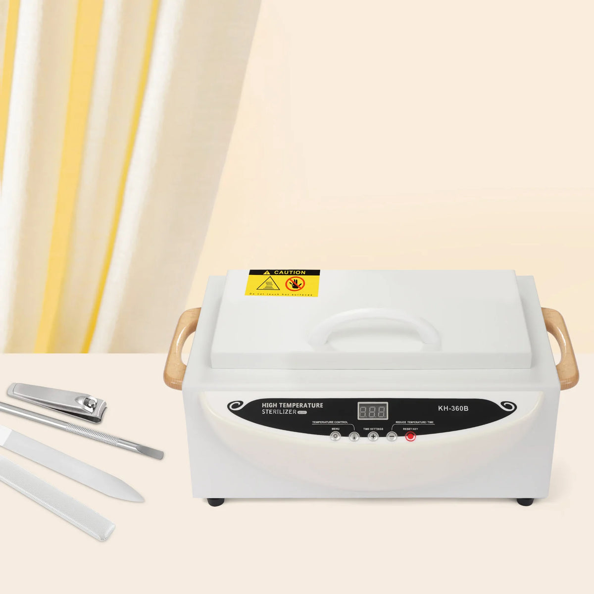 Heat Disinfectant Nail Tool 500W Hot Air Steriliser Dry High Temperature with Timer for Studios for Laboratories/Beauty Salons