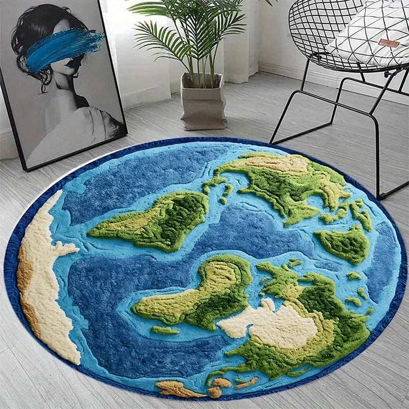 VIKAMA Earth Design Round Rug Soft, Cosy And Sound-Absorbing Bedside Rug For Bedrooms Study And Office Carpet Home Décor