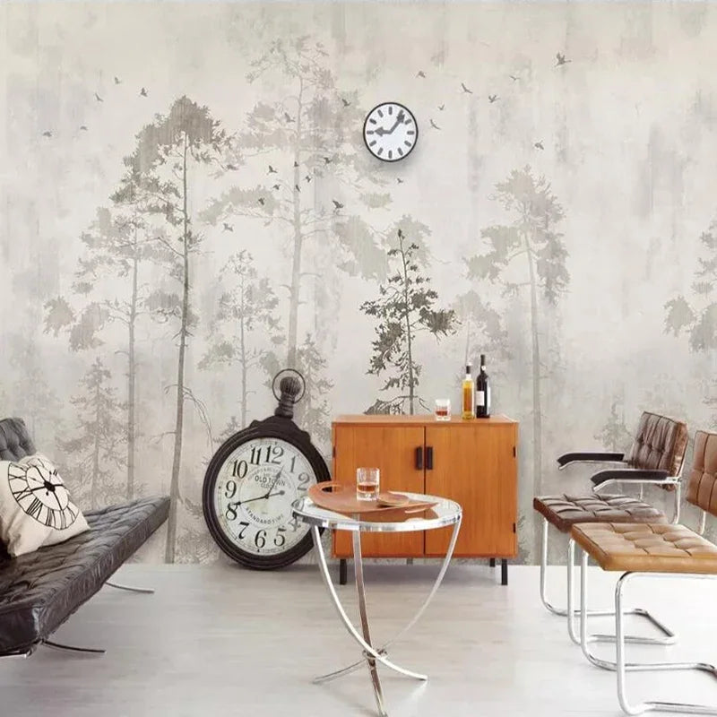 Custom Wall Art Painting Retro Nostalgic Forest Big Tree Birds Large Mural Wallpaper Living Room Bedroom Kitchen 3D Home Décor