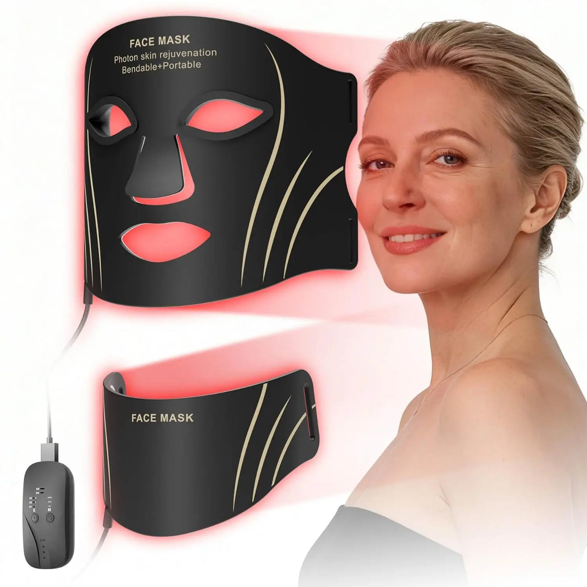 7 Color LED Face Neck Mask Wireless Silicone Red Light Facial Beauty Device Protable Skin Care Tool for Skin Rejuvenation