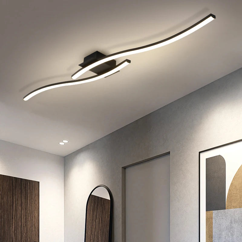 Modern Minimalist Black Ceiling Light Bedroom LED Pendant Ceiling Lamp Design for Home Décor Living Room Office Interior
