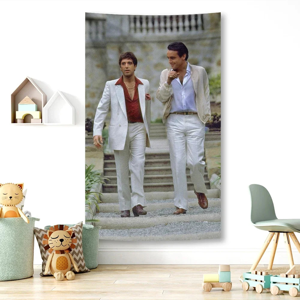 Scarface: The World Is Your Classic Movie Poster Tapestry With Tony Canvas Painting, Living Room Home Décor Wall Art