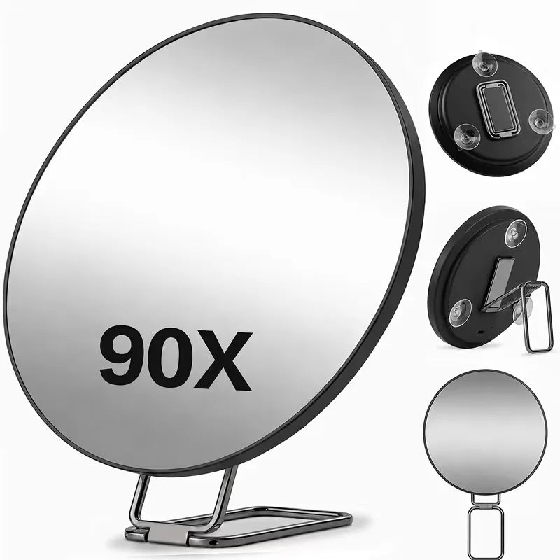 90x Magnifying Mirror Handheld with Stand Single Model Or with Tweezers And Beauty Scissors Set Suction Cup for Close-Up Viewing
