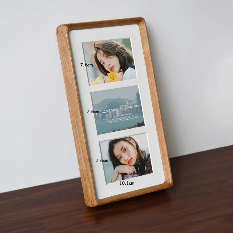 Premium Solid Wood Triple Photo Frame Round Corner Hanging Display Frame for Couples, Children, Picture Frame for Home Décor