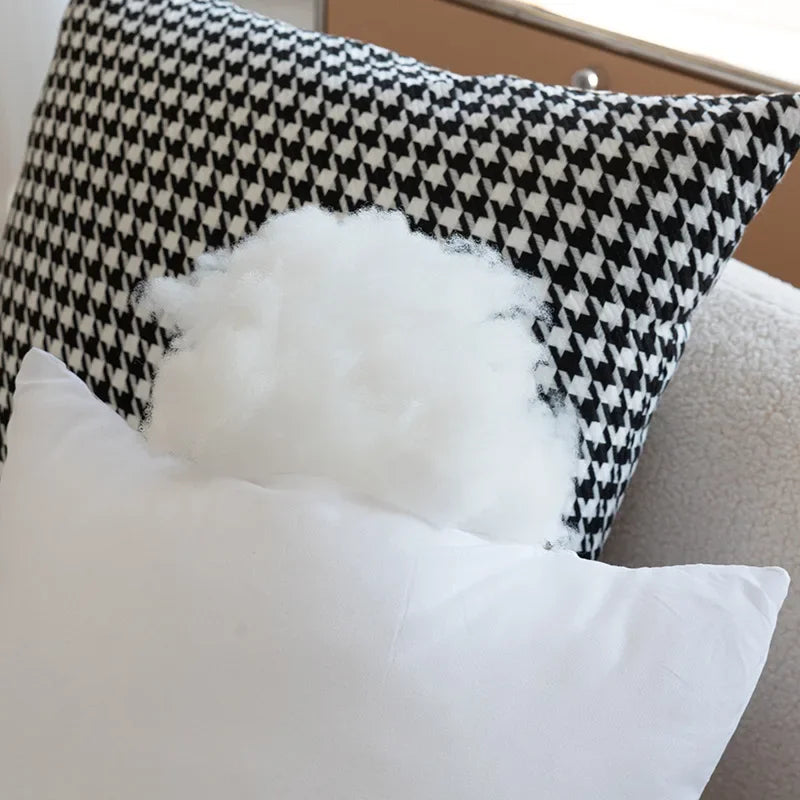 2PCS Classic Black and White Houndstooth Pillow Cover for Home Chic Square Weave Houndstooth Cushion Cover for Modern Home Décor