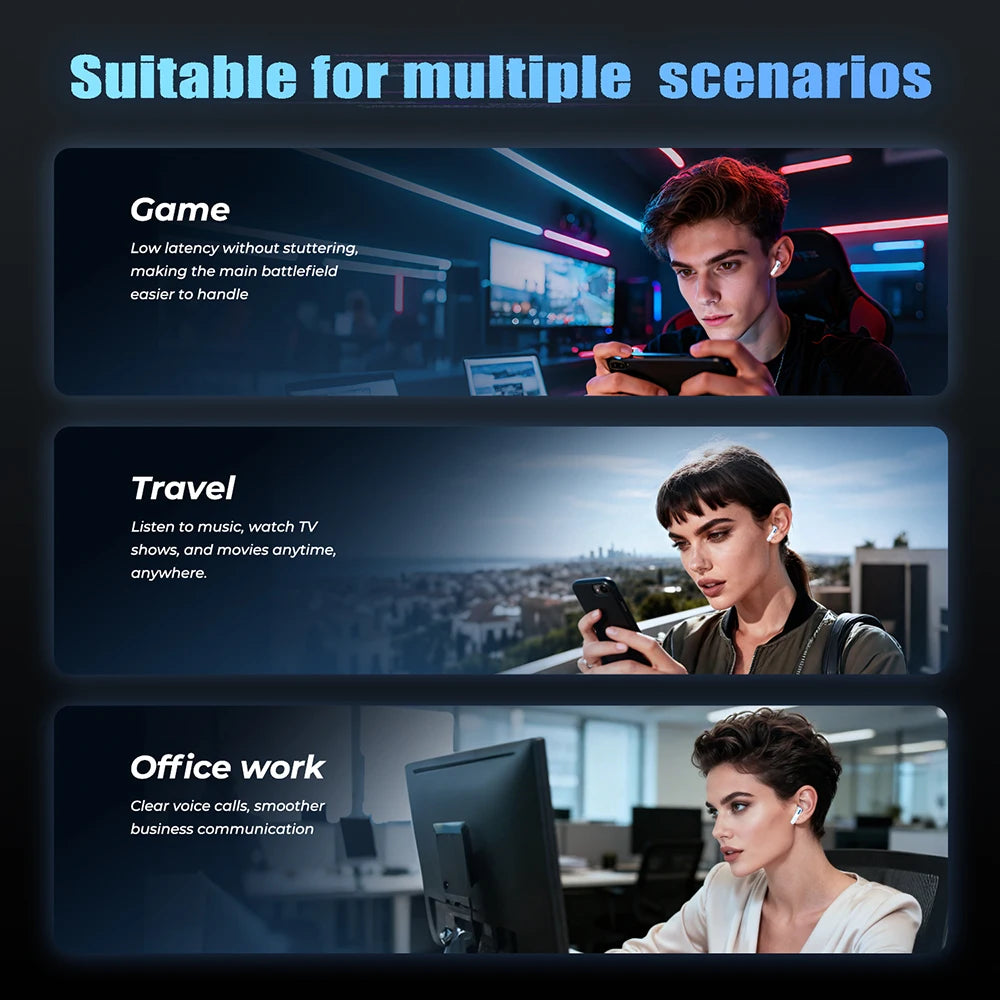 Translator Earbuds HTC NE49 AI Real-Time Translation HiFi Sound Bluetooth Earphones HD Call Low Latency Gaming Ear Pods Choice