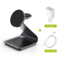3 in 1 Magnetic Wireless Charger Station Multi Device Fast Charging Stand for Smartphone Watch TWS Earbuds