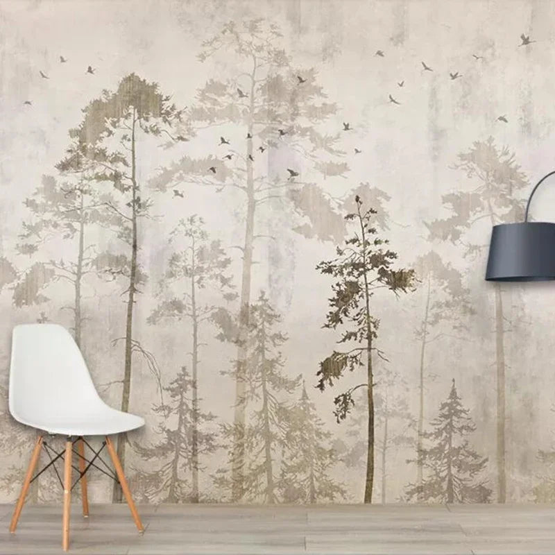 Custom Wall Art Painting Retro Nostalgic Forest Big Tree Birds Large Mural Wallpaper Living Room Bedroom Kitchen 3D Home Décor